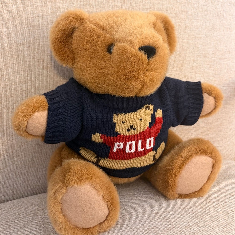 Vintage 1997 Ralph Lauren Polo Bear 15” Plush With Sweater- Rare- Must-Have